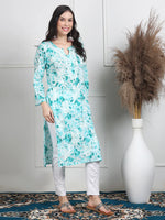 Load image into Gallery viewer, Soft Mul Mul Floral Printed Lucknowi Handwork Chikankari Straight Kurta