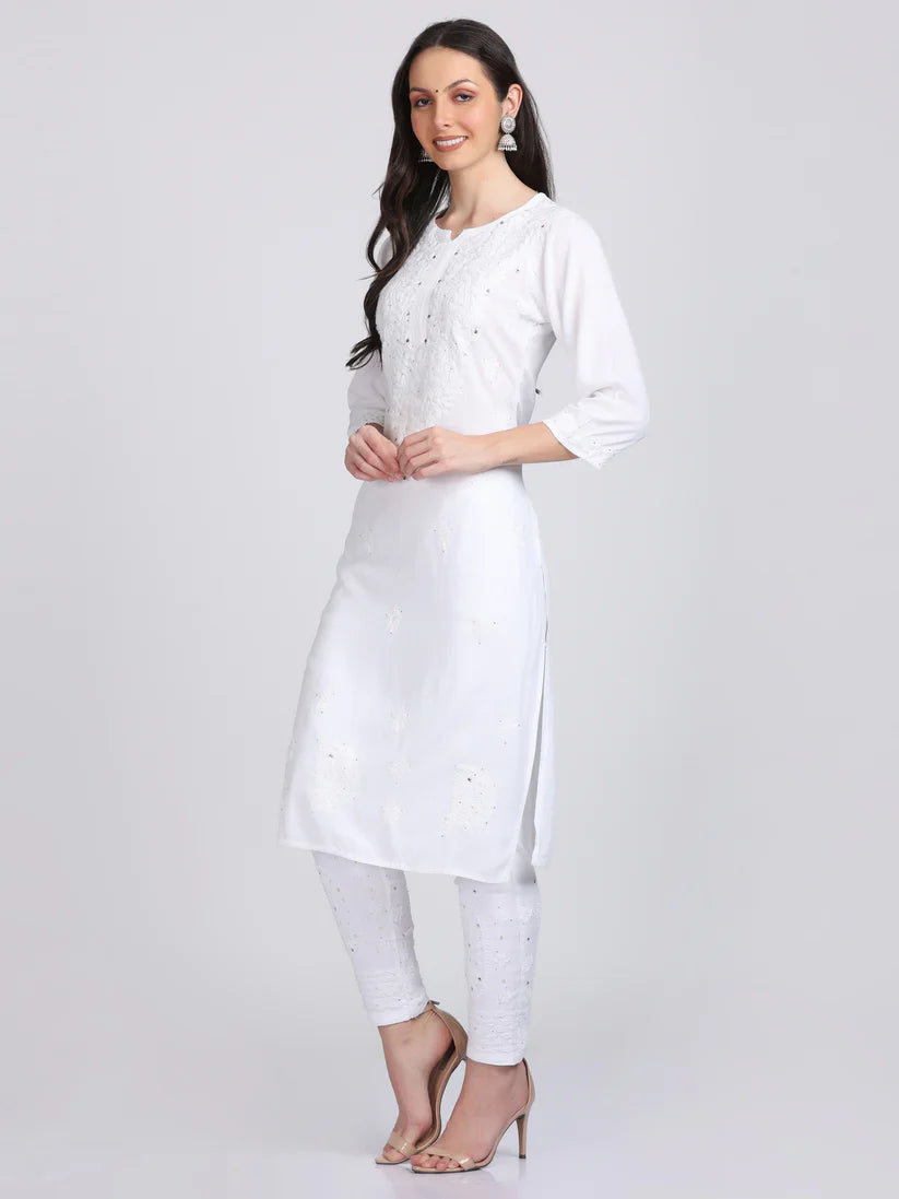 Versatile and Stylish Mukesh Embroidery in Rayon Kurti with Free Gift 💝 Inside