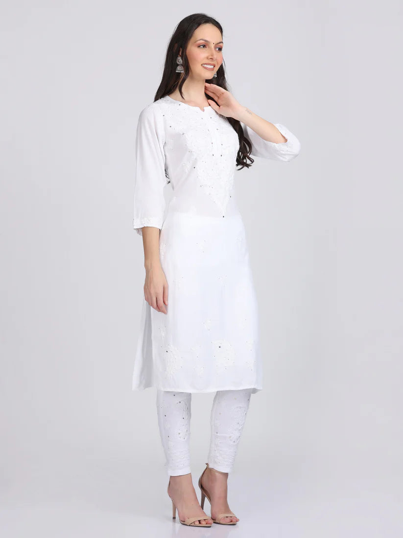 Versatile and Stylish Mukesh Embroidery in Rayon Kurti with Free Gift 💝 Inside