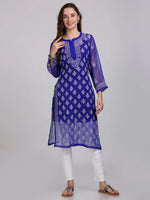 Load image into Gallery viewer, Chikankari Front All-Over Work Chiffon Straight Kurta With Matching Inner