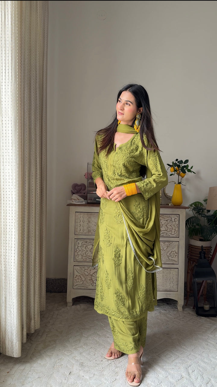 Ayesha In Modal Cotton Co-ord Set With Dupatt