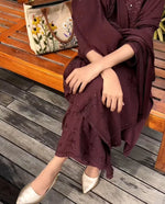 Load image into Gallery viewer, Nagma Brown Rayon Mukesh- Chikankari Set