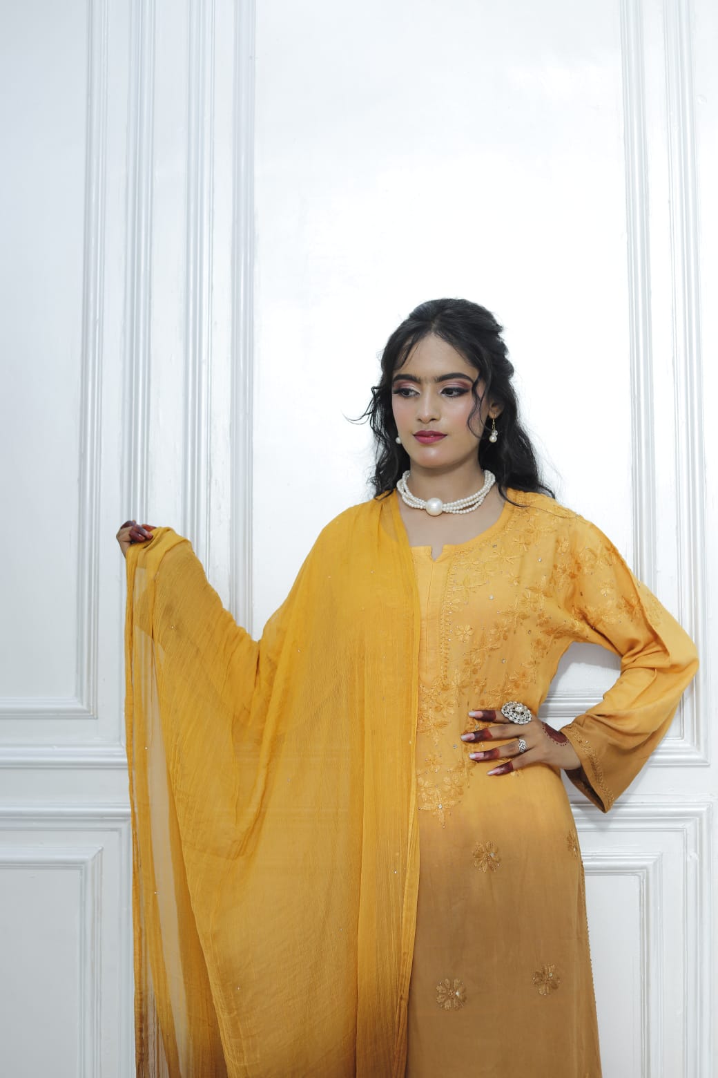 Most Comfortabe Rayon Ombrae Hand Embroidered Full Suit