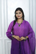 Load image into Gallery viewer, Most Comfortabe Rayon Ombrae Hand Embroidered Full Suit