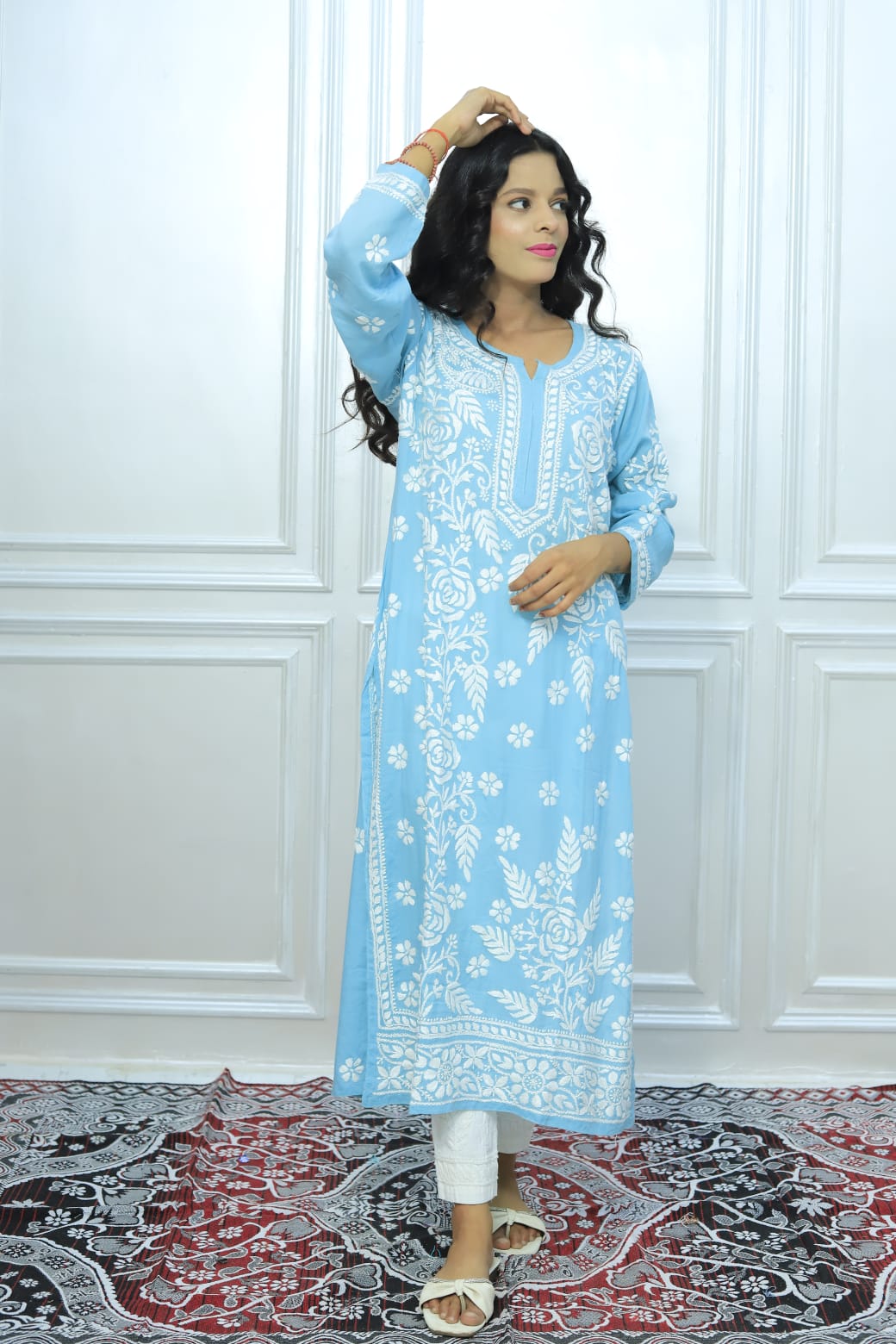 Authentic Chikankari Handcrafted modal Kurti