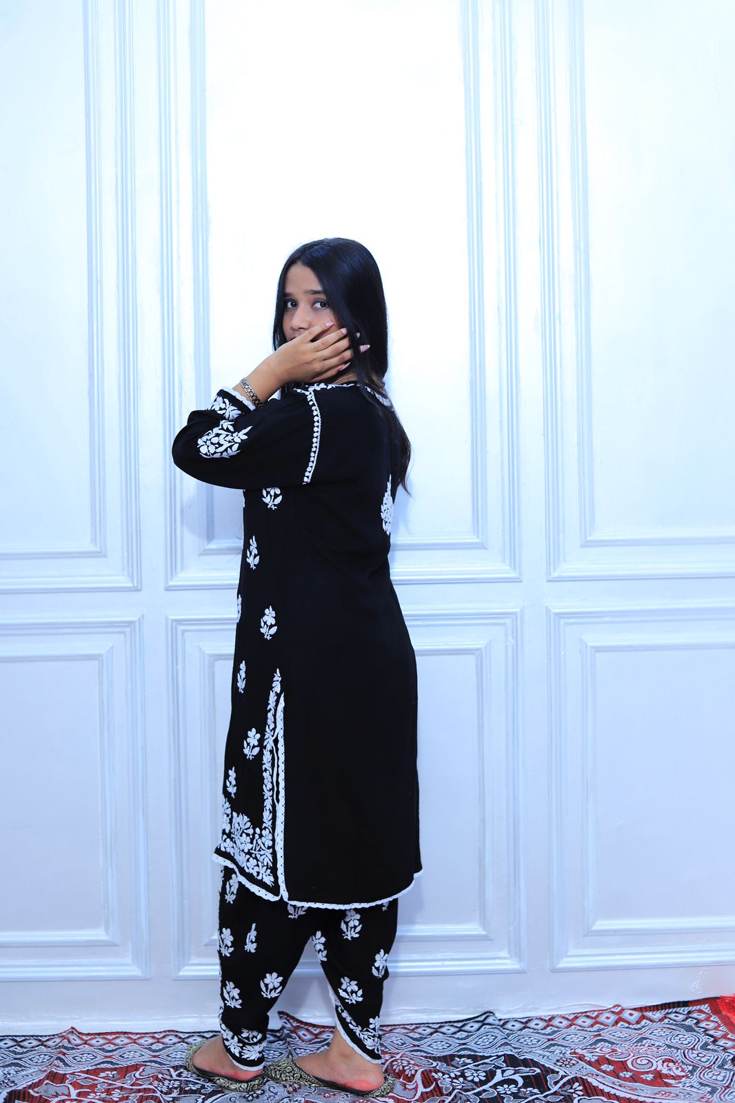 premium Modal Chikankari Kurti Dhoti Set
