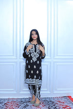 Load image into Gallery viewer, premium Modal Chikankari Kurti Dhoti Set