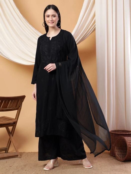 Most Comfortabe Rayon Ombrae Hand Embroidered Full Suit