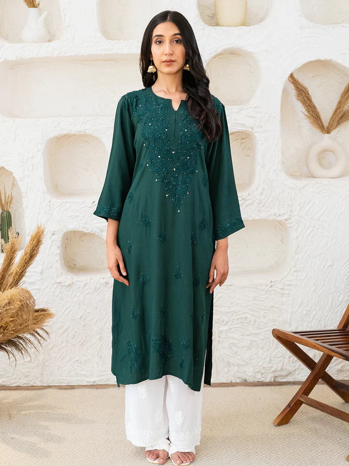 Versatile and Stylish Mukesh Embroidery in Rayon Kurti with Free Gift 💝 Inside