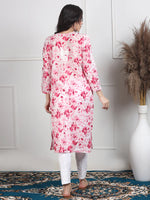 Load image into Gallery viewer, Soft Mul Mul Floral Printed Lucknowi Handwork Chikankari Straight Kurta
