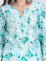 Load image into Gallery viewer, Soft Mul Mul Floral Printed Lucknowi Handwork Chikankari Straight Kurta
