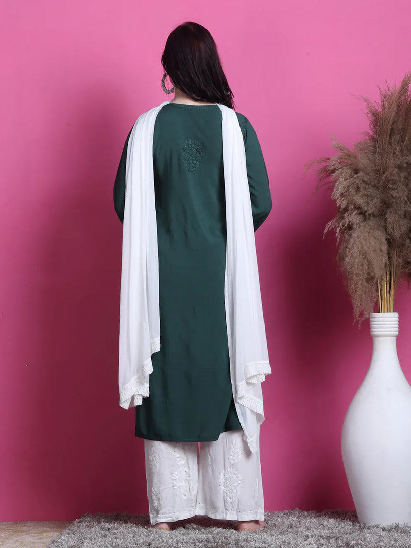 3D Chikankari work Ryon Mukaish Kurti