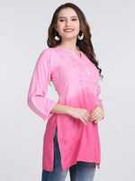 Load image into Gallery viewer, Ombre Dyed Chikankari Short Kurta | Handwork Lucknowi Embroidery
