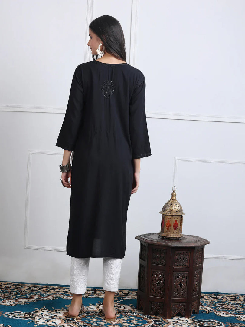3D Chikankari work Ryon Mukaish Kurti