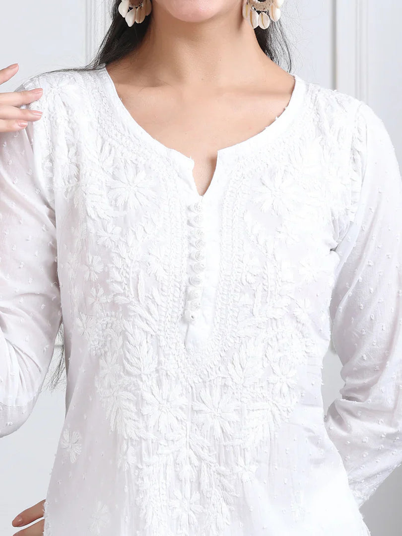 Dobby Cotton 3 piece Set Kurti, Dupatta & Plazzo