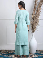 Load image into Gallery viewer, Dobby Cotton 3 piece Set Kurti, Dupatta &amp; Plazzo
