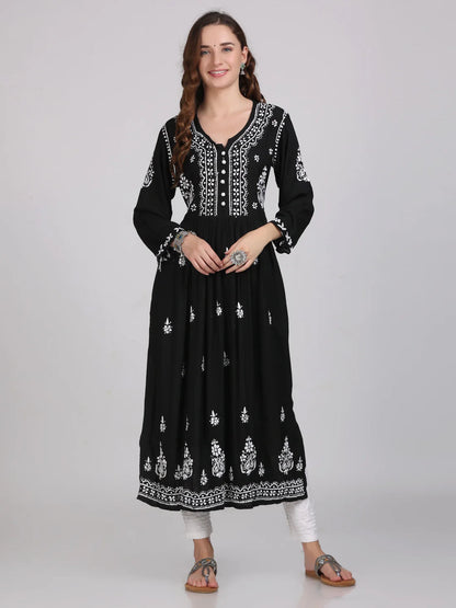 Chikankari Heavy Embroidered Gown With Both Side Pockets