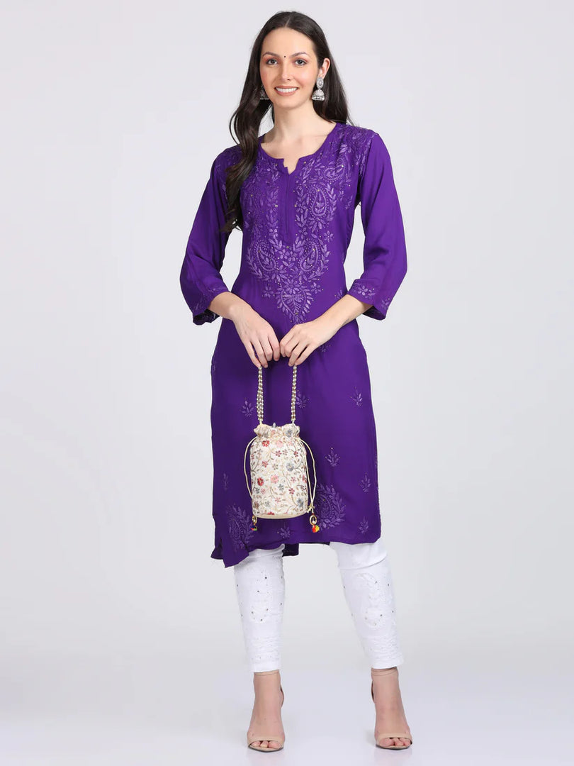 Versatile and Stylish Mukesh Embroidery in Rayon Kurti with Free Gift 💝 Inside