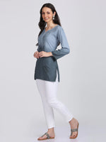 Load image into Gallery viewer, Ombre Dyed Chikankari Short Kurta | Handwork Lucknowi Embroidery
