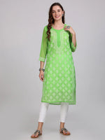 Load image into Gallery viewer, Chikankari Front All-Over Work Chiffon Straight Kurta With Matching Inner
