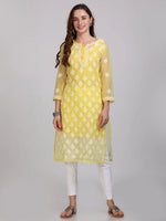 Load image into Gallery viewer, Chikankari Front All-Over Work Chiffon Straight Kurta With Matching Inner
