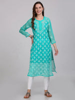 Load image into Gallery viewer, Chikankari Front All-Over Work Chiffon Straight Kurta With Matching Inner
