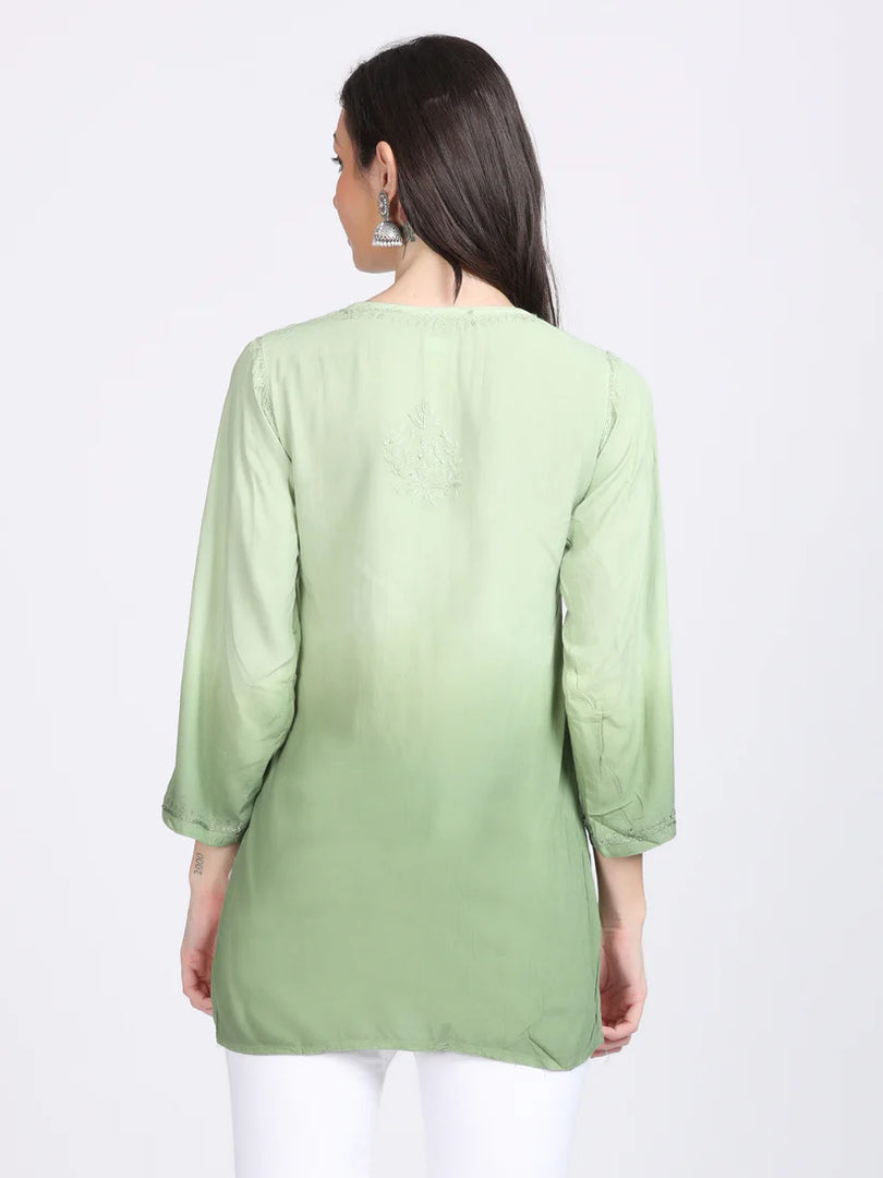 Ombre Dyed Chikankari Short Kurta | Handwork Lucknowi Embroidery