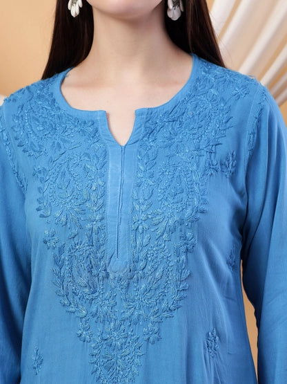 Most Comfortabe Rayon Ombrae Hand Embroidered Full Suit