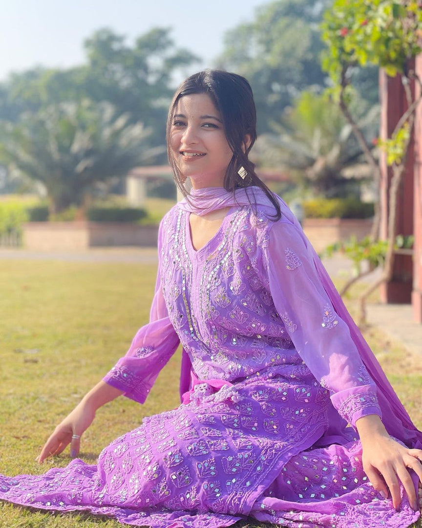 Afreen Buti Jaal Georgeete mirror Chikankari Full Suite with dupatta always best seller