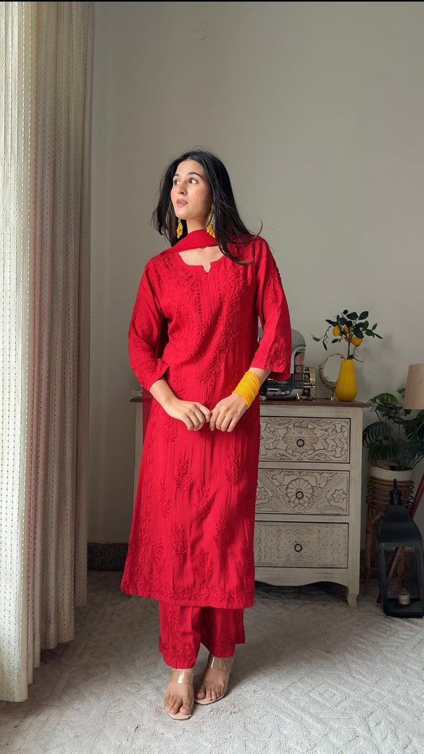 Handcraft Modal Cotton Co-ord Set With Dupatt