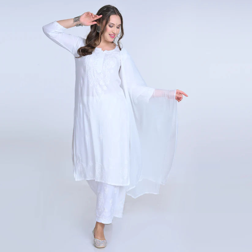 Most Comfortabe Rayon Ombrae Hand Embroidered Full Suit