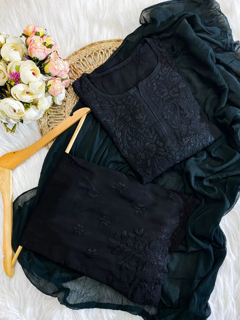 Most Comfortabe Rayon Ombrae Hand Embroidered Full Suit