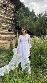 Load image into Gallery viewer, WHITE SHORT MIROR KURTI WITH SHORT GARARA
