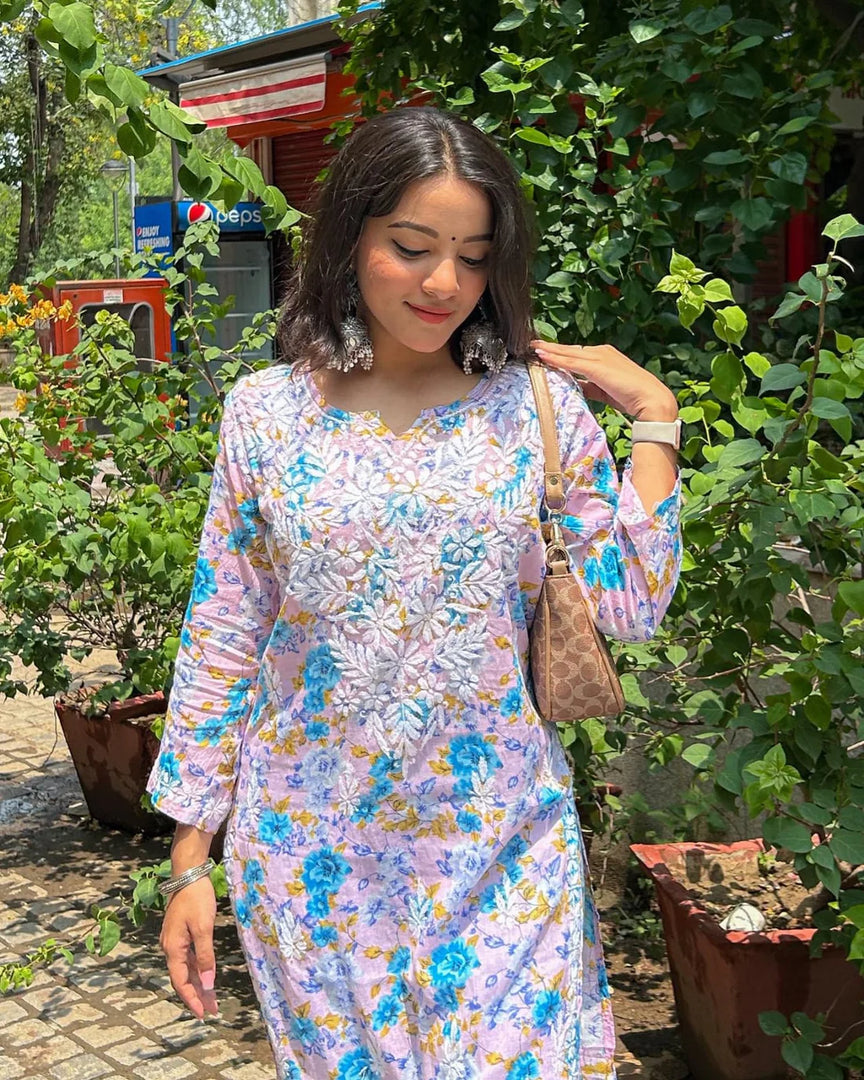 Chikankari Luxe  MUL MUL CHIKANKRI KURTA💕