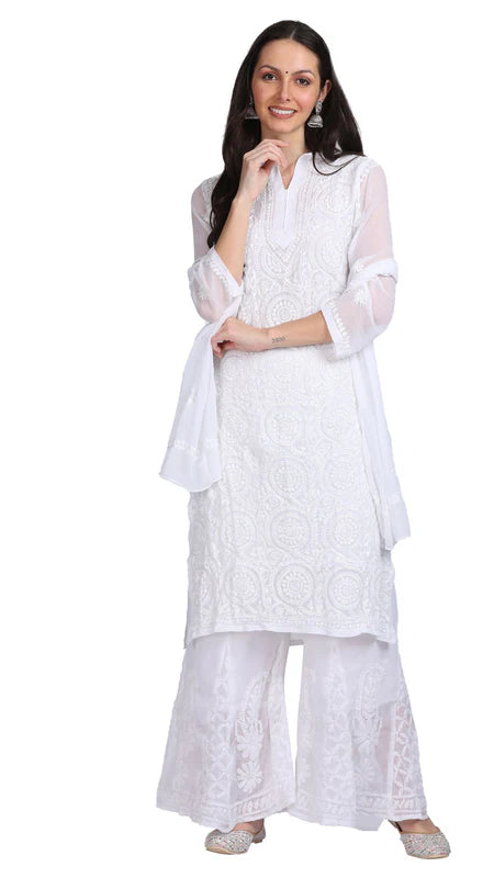 MULTI COLOR GEORGETTE KURTI WITH STOLE