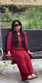 Load image into Gallery viewer, Most Comfortabe Rayon Ombrae Hand Embroidered Full Suit
