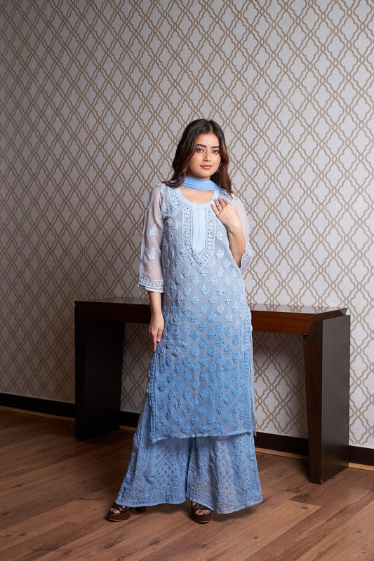 Omrae Buti Jaal Georgeete Chikankari Full Suit (Copy)