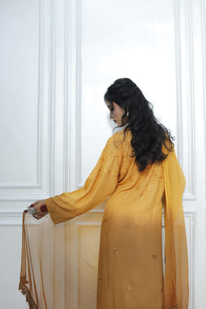 Most Comfortabe Rayon Ombrae Hand Embroidered Full Suit