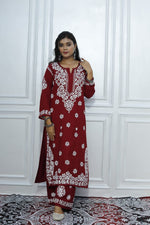 Load image into Gallery viewer, CHIKANKARI BLACK HEAVY EMBROIDERED SET
