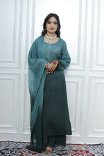 Load image into Gallery viewer, Most Comfortabe Rayon Ombrae Hand Embroidered Full Suit

