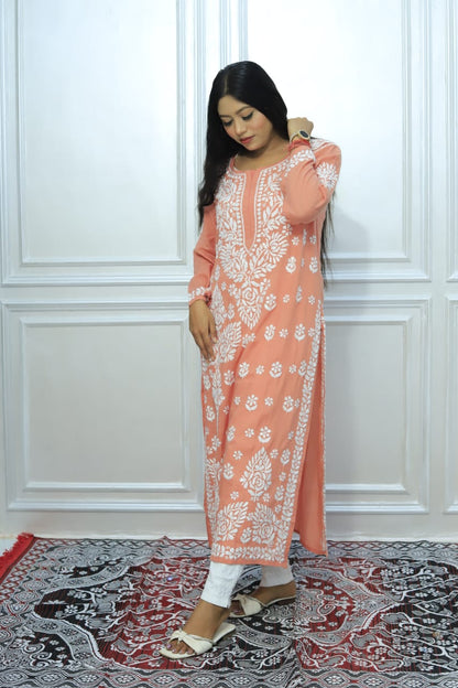 Authentic Chikankari Handcrafted modal Kurti
