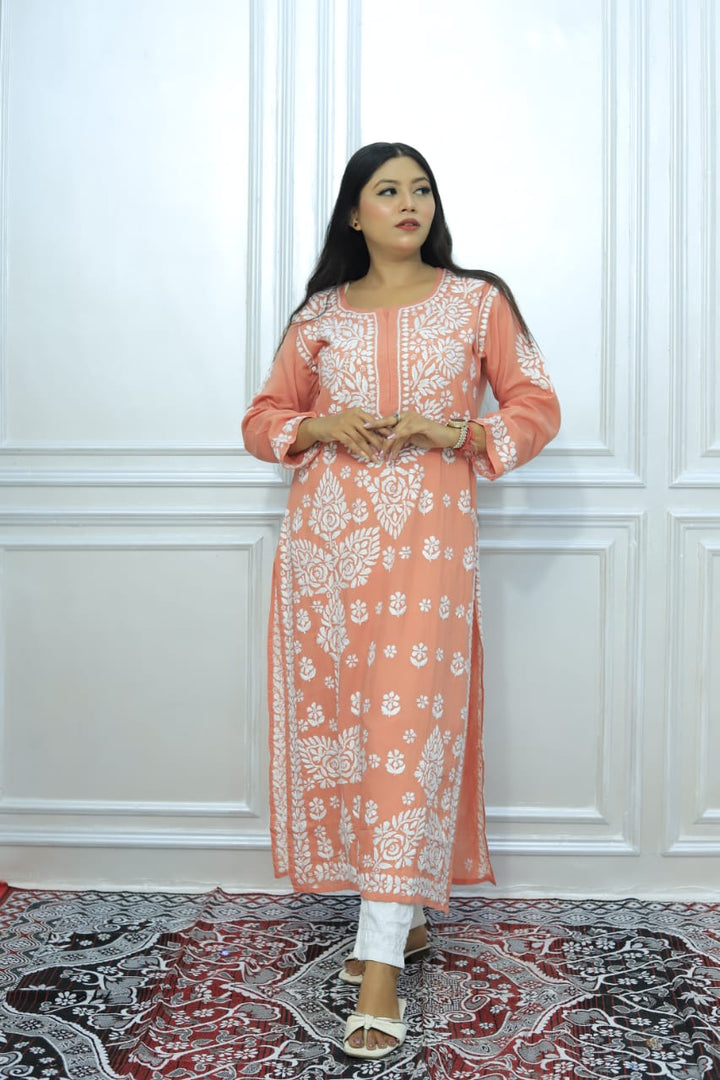 Authentic Chikankari Handcrafted modal Kurti