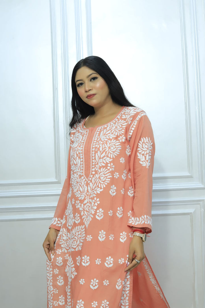 Authentic Chikankari Handcrafted modal Kurti
