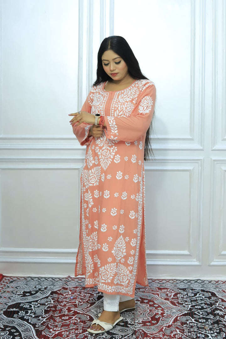 Authentic Chikankari Handcrafted modal Kurti