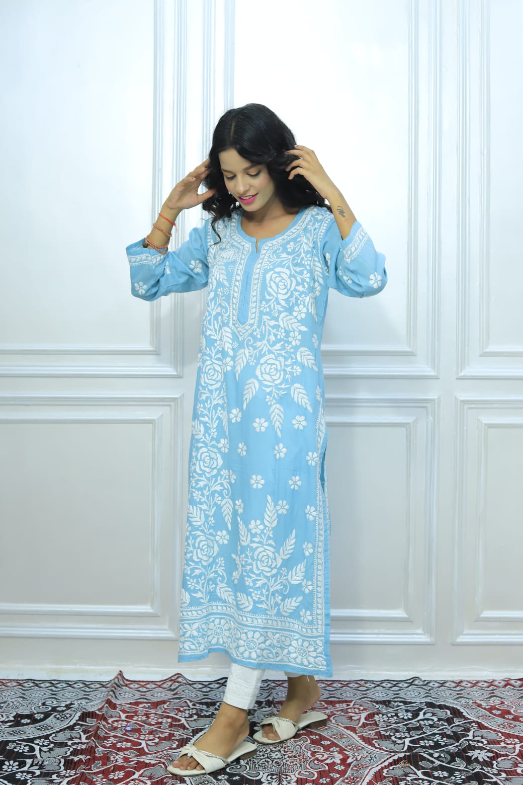 Authentic Chikankari Handcrafted modal Kurti