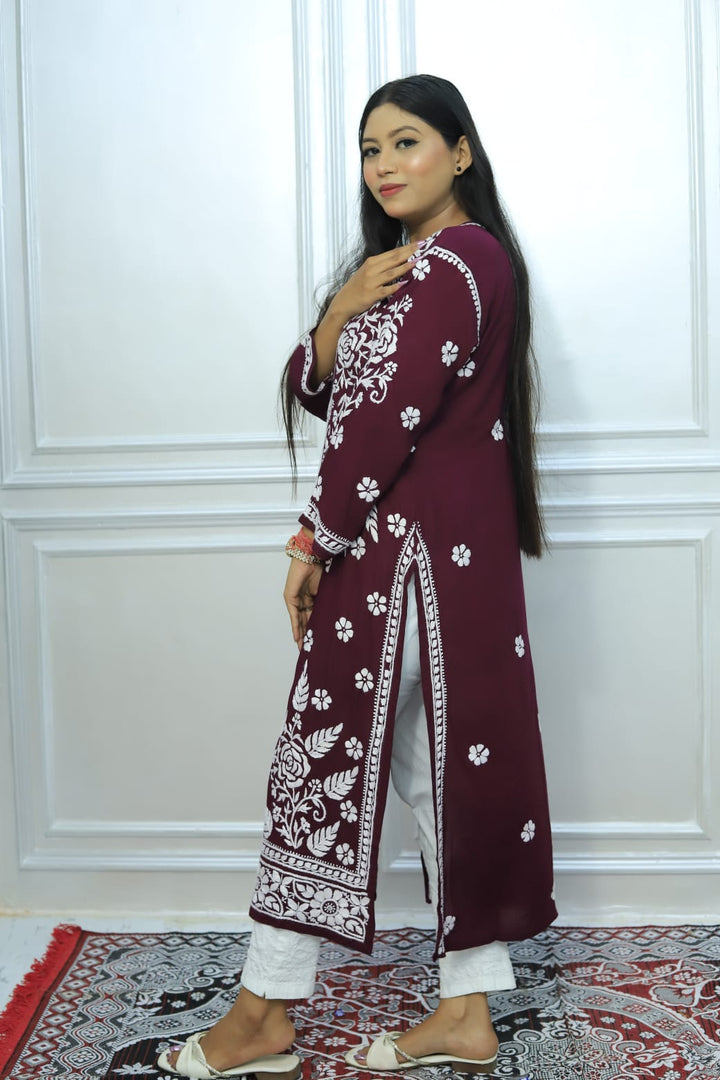 Authentic Chikankari Handcrafted modal Kurti