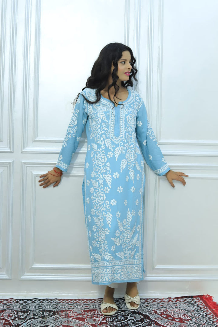 Authentic Chikankari Handcrafted modal Kurti
