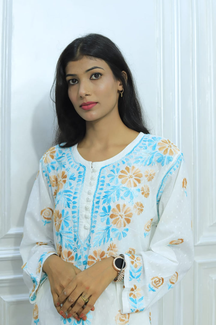 Effortless Chikankari multi colour Kurti