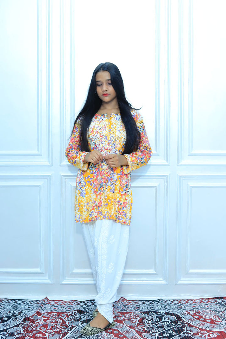 Mul Cotton Short Chikankari Kurti