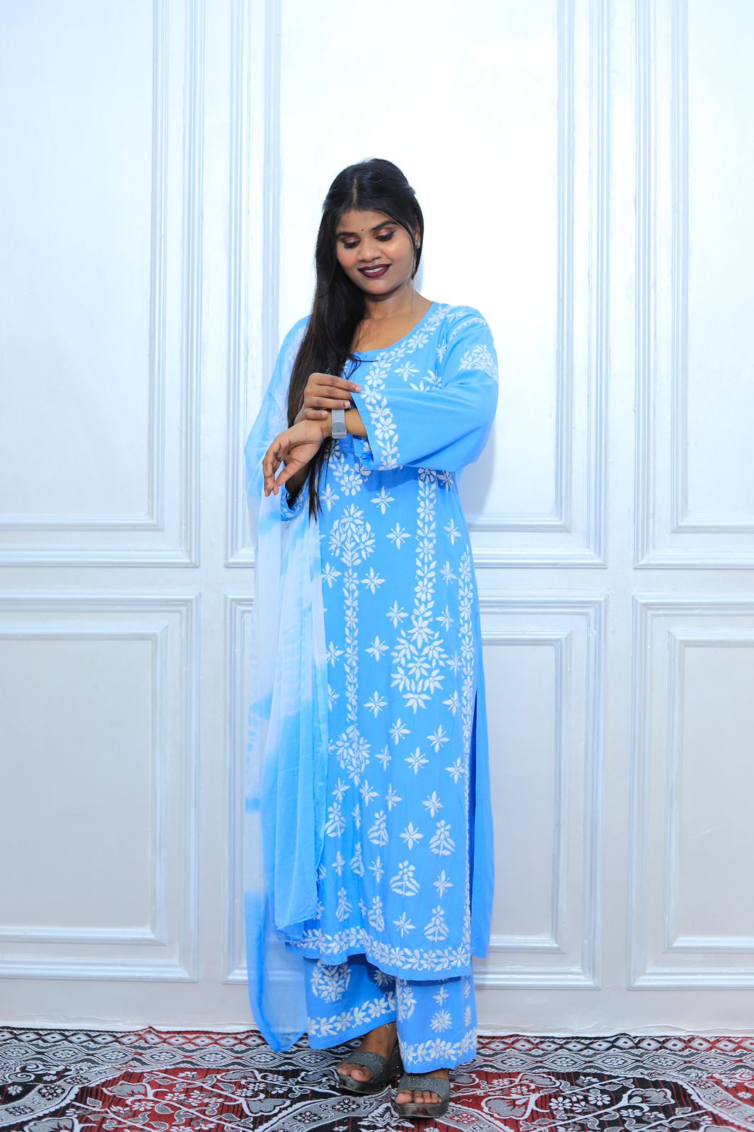 luxx Chikankari Modal Kurti Set